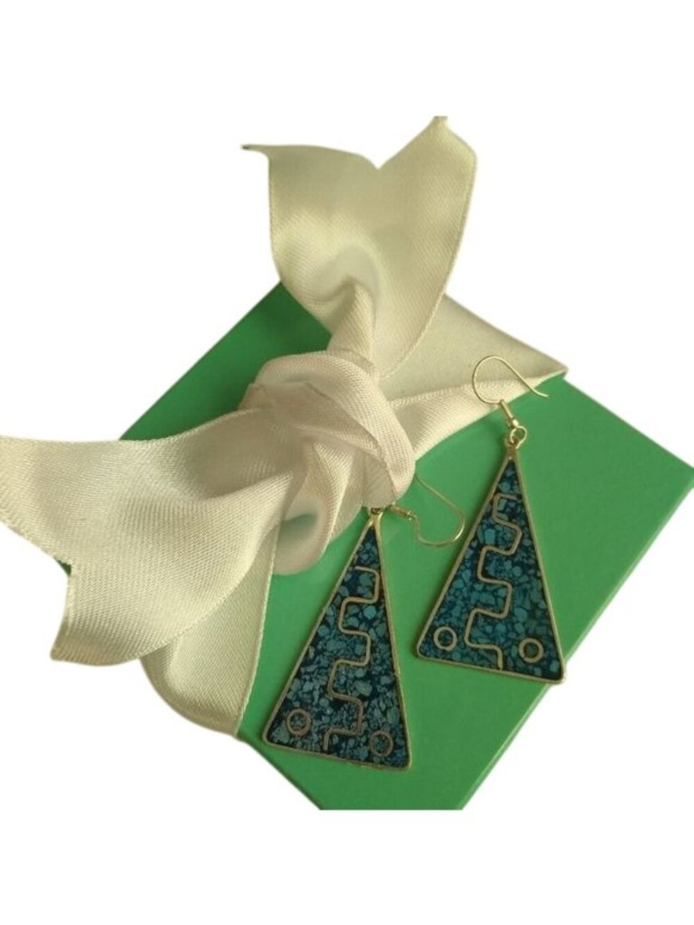 Alpaca Silver Crushed Stone Triangle Earrings